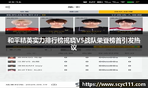 和平精英实力排行榜揭晓V5战队荣登榜首引发热议